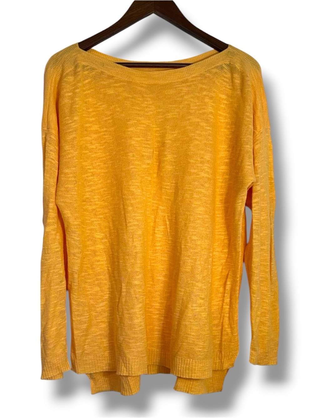 Eileen Fisher Orange Organic Linen Cotton Loose Knit Oversize Tunic Blouse Large